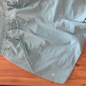 Lululemon Track That High Rise Shorts in Light Blue, size 8